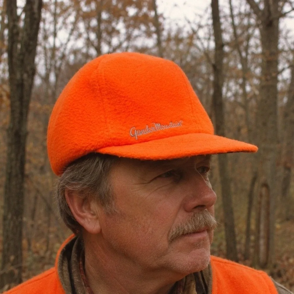 Vintage Gander Mountain Fleece Hat Mens Large Orange USA Made Hunting Safety Cap